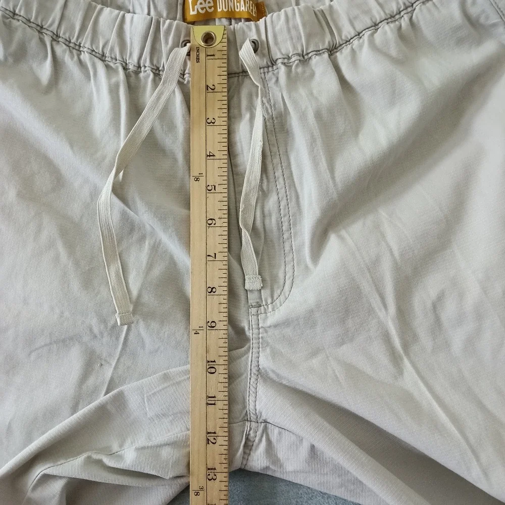 Lee Dungarees Mens Khaki Ripstop Cotton Elastic Waist Drawstring Shorts Size 34